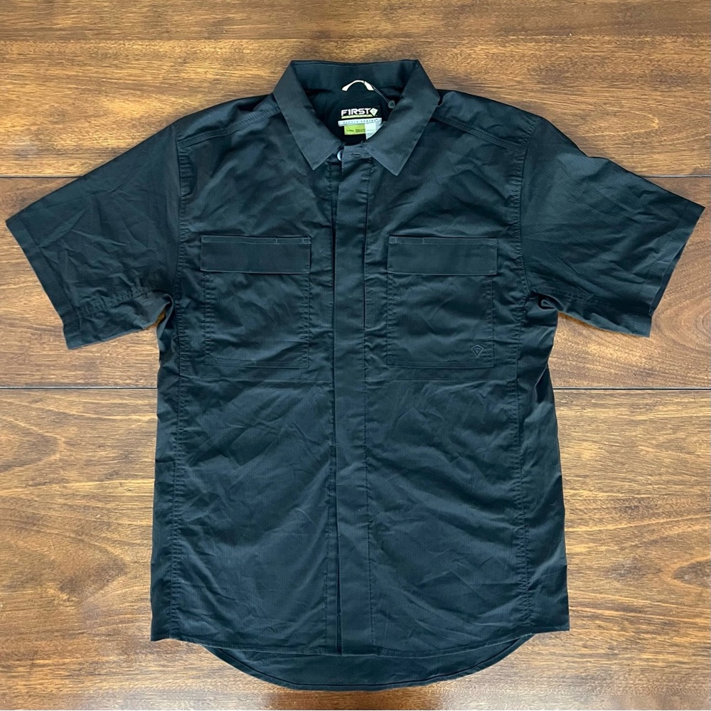 NEW First Tactical Tactix BDU Shirt SS Large Reg Black NWT Police Security